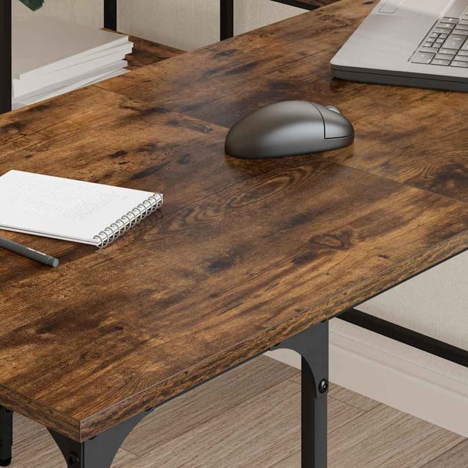 Vidaxl Bureau, Gerookt Eikenhout, 139X139X75 Cm, Materiaal Houtvezelplaat