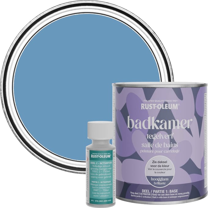 Rust-Oleum Blauw Badkamer Tegelverf Hoogglans - Korenbloemblauw 750ml