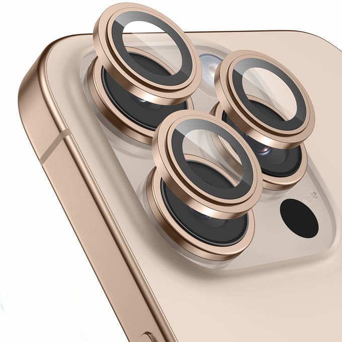 Viewr Camera Lens Protector iPhone 16 Pro / 16 Pro Max – 9H Gehard Glas Camerabeschermer – Met Installatieframe – Goud