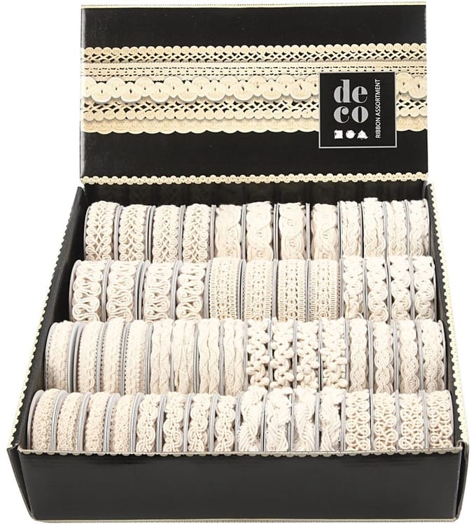 Decoratief lint, B: 6-18 mm, crème, 56x0.90 m/ 1 doos