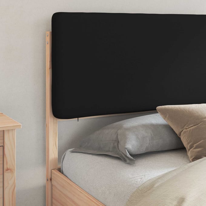 vidaXL - Bedframe - met - Gevoerde - Hoofdbord - Zwart - 200 - x - 200 - cm