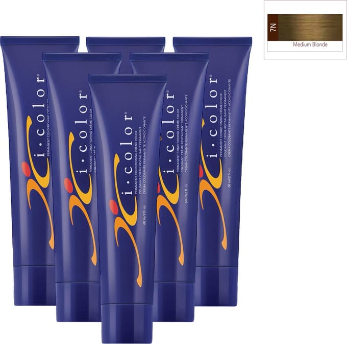 ISO i color Permanent Conditioning Crème Color 60ml 7N Medium Blonde x 6 tubes