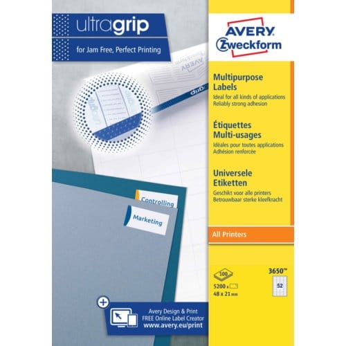 Etiket avery zweckform 3650 48x21mm wit 5200 Etiketten