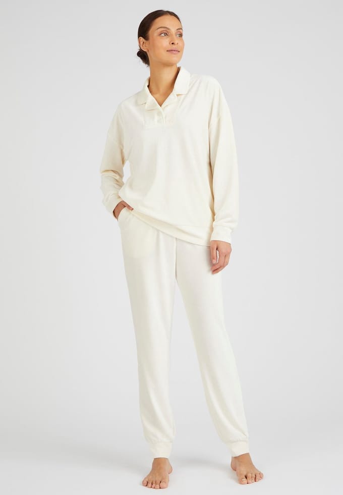 Damart - Loungewear set ribfluweel Thermolactyl - Dames - Beige - 50-52 (XL)