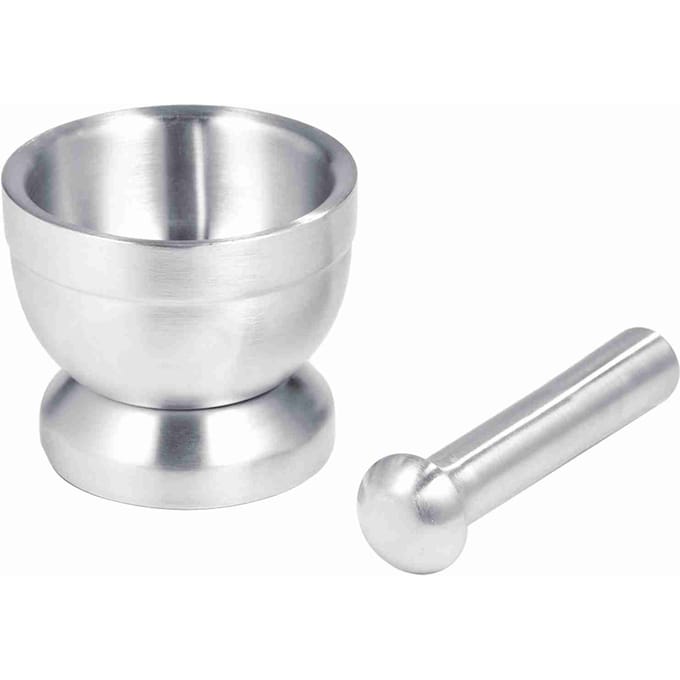 RVS Vijzel en Stamper Meng Maal Kom Set Keuken Knoflookmolen Gereedschap white