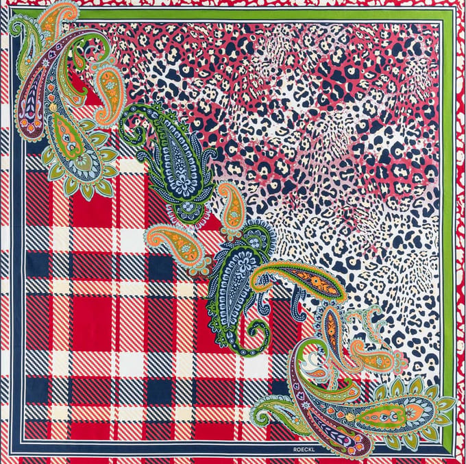 ROECKL sjaal Patchwork Leo Scarf Multi Red kleurrijke