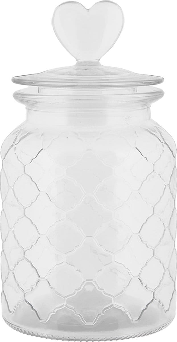 Clayre & Eef Voorraadpot Deksel Ø 11x20 cm Transparant Glas Hart