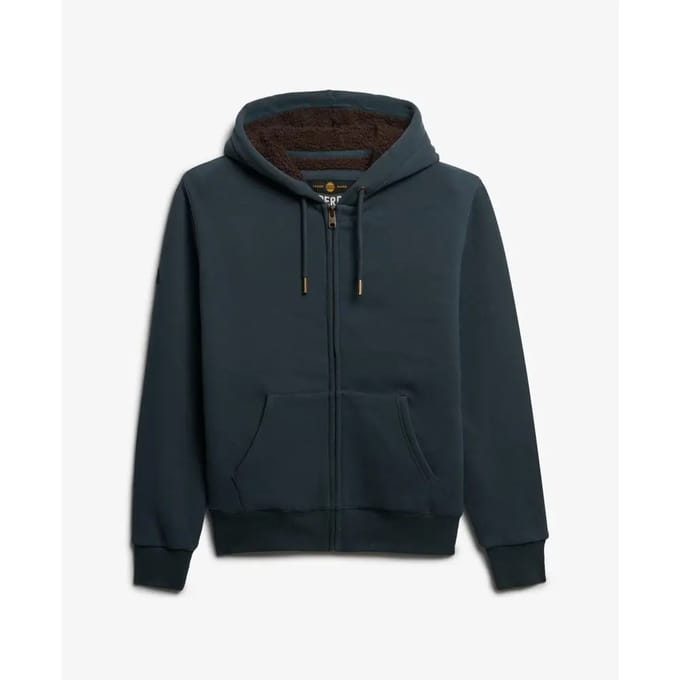 Superdry Borg Gevoerde Zip Hoodie Dark Grey Grootte: S