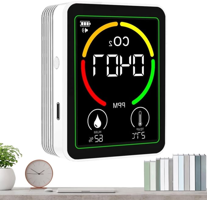 Luchtkwaliteit Monitor - Digitale Sensor - Binnenklimaat Meten - Real-time Data - 9x7x3.5 cm - Wit