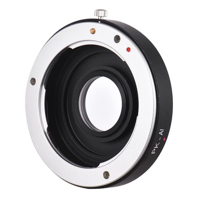 PK-AI lensvattingadapterring met optisch glas voor Pentax K-vattinglens passend voor Nikon black