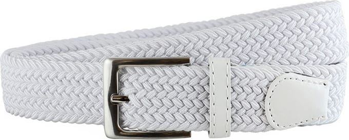 Landley Elastische Riem met Gevlochten Stretch Elastiek – Dames / Heren - Wit - Lengte totaal 100 cm / Riemmaat 85