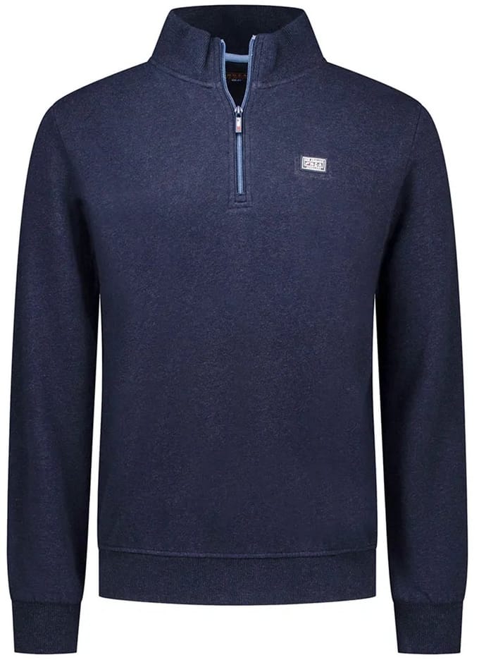 NZA - Blauwe katoenen half zip trui