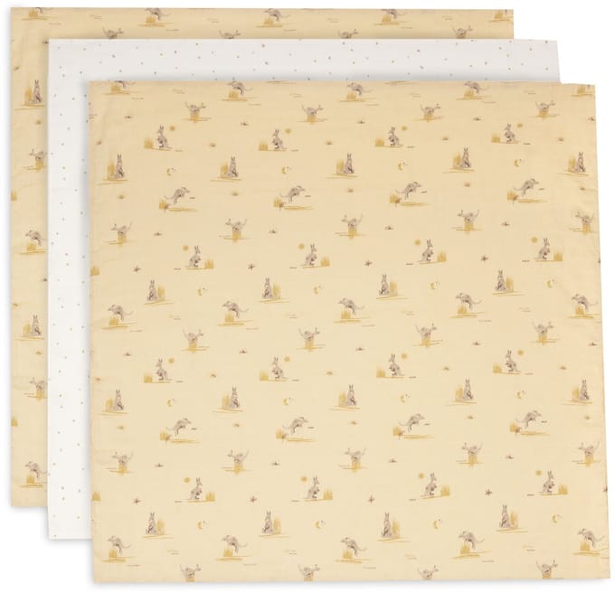 Jollein Hydrofiele Doek Small - 70x70cm - Kangaroots - 3 Stuks