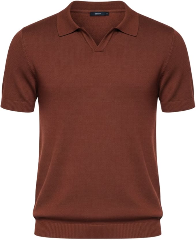 OMBRE Polo - Slim Fit - Viscose - Korte Mouw Bordeaux M