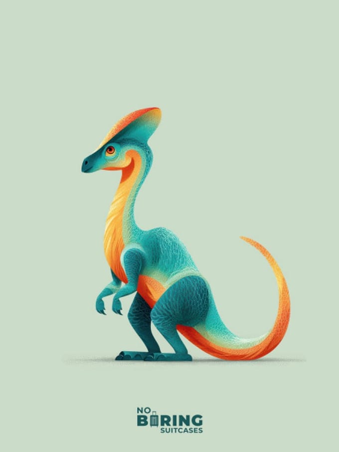 Kinderkoffer blauw - Dino - Groen - Oranje