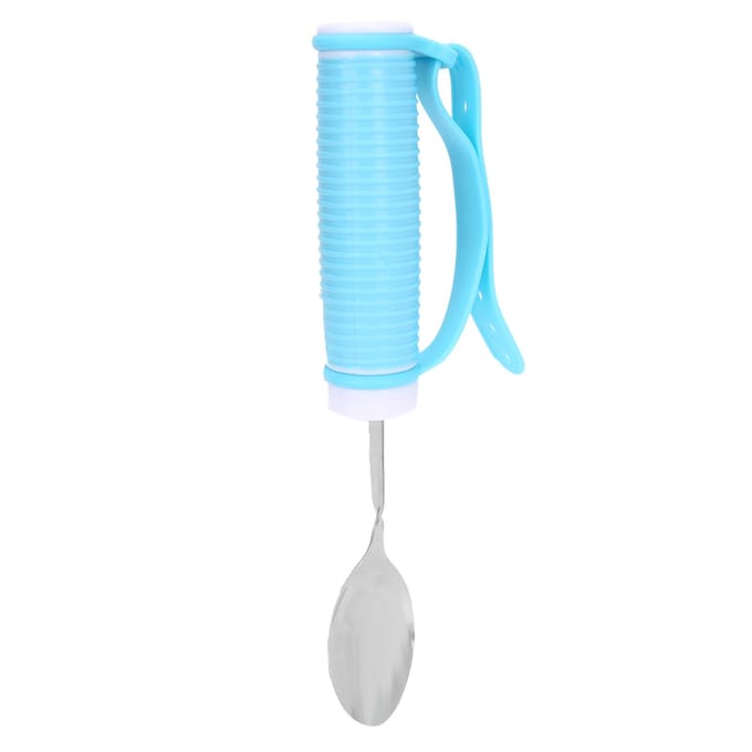 Vaisselle auxiliaire pour personnes âgées, aide à l'alimentation pour personnes handicapées, cuillère à manger flexible et antidérapante blue