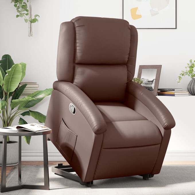 vidaXL - Sta-op-fauteuil - verstelbaar - kunstleer - bruin