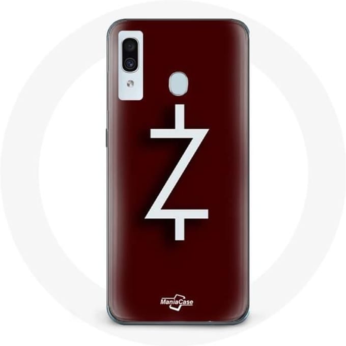 Case voor Samsung Galaxy A40 Ozark Seizoen 4 Logo Z Wit Rode Achtergrond