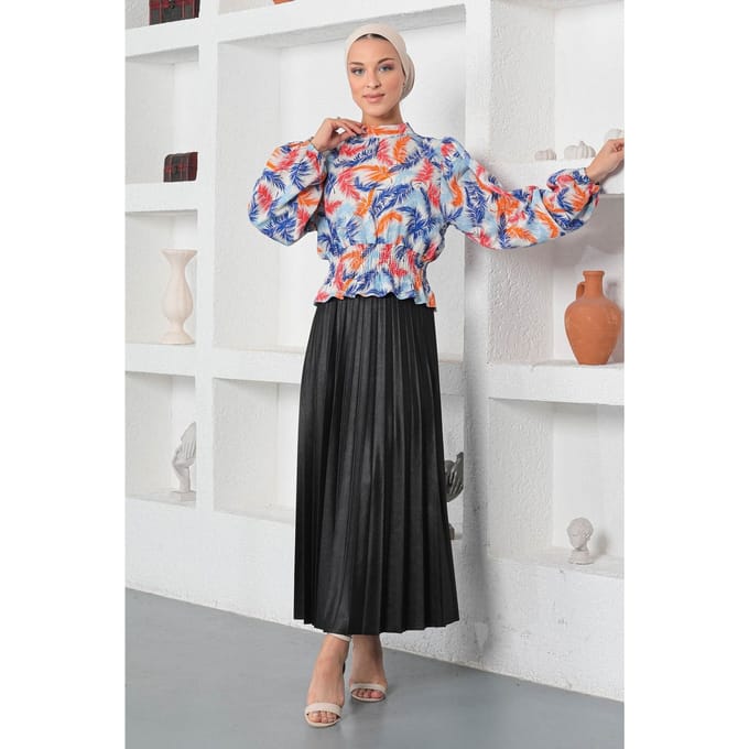 Met patroon Elastisch Blouse Blauw