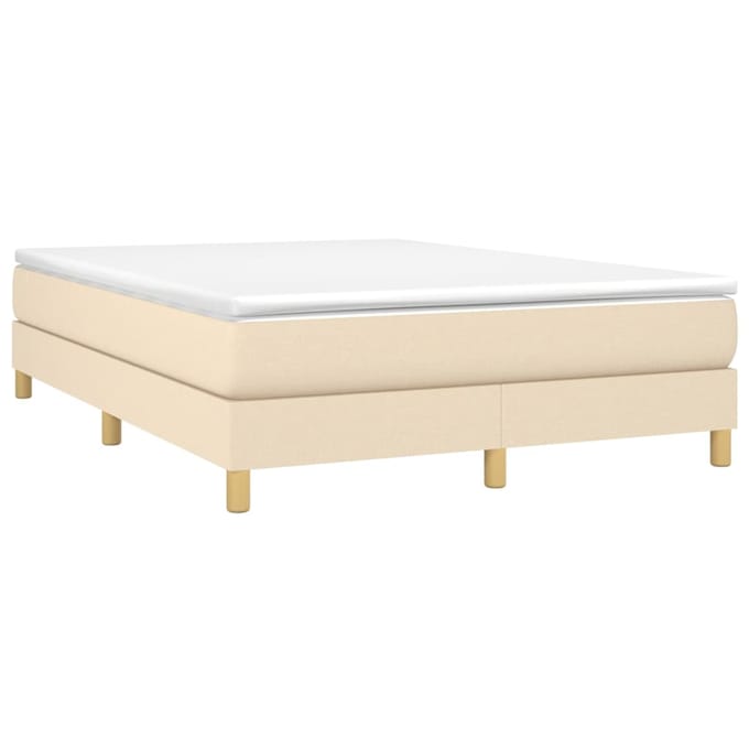 vidaXL - Boxspring - met - matras - stof - crèmekleurig - 140x200 - cm