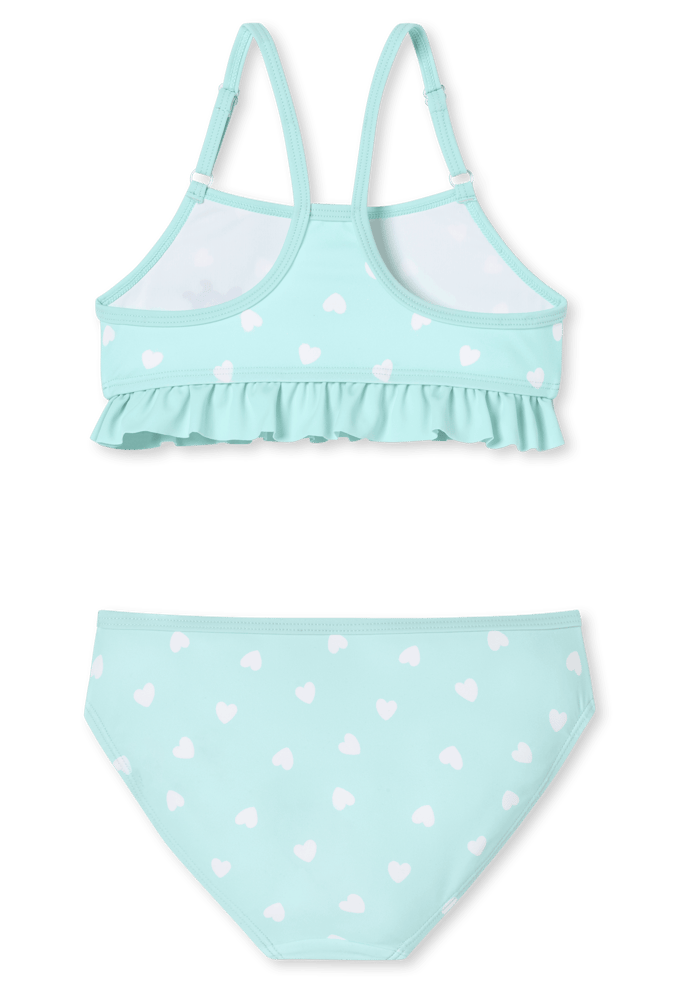 Bikini gebreide stof SPF40+ hartjes schildpad ruches lichtgroen - Aqua 98