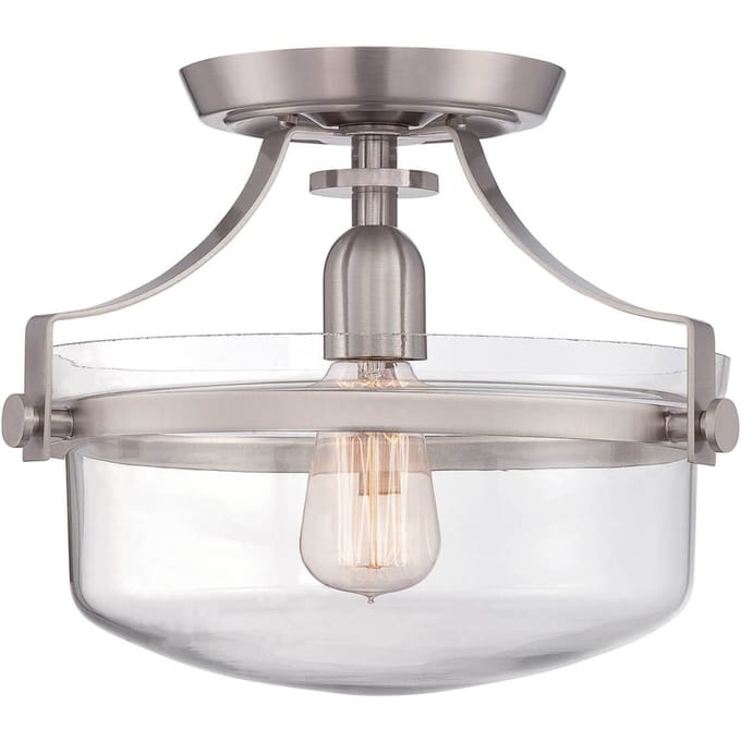 Quoizel LED Plafondlamp Penn Station | 1X E27 Max 60W | Dimbaar | Brushed Nickel