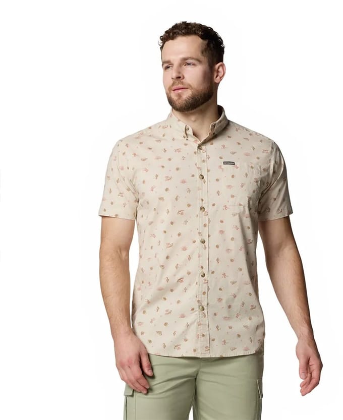 Columbia Rapid Rivers™ Printed Overhemd Met Korte Mouwen Beige M Man