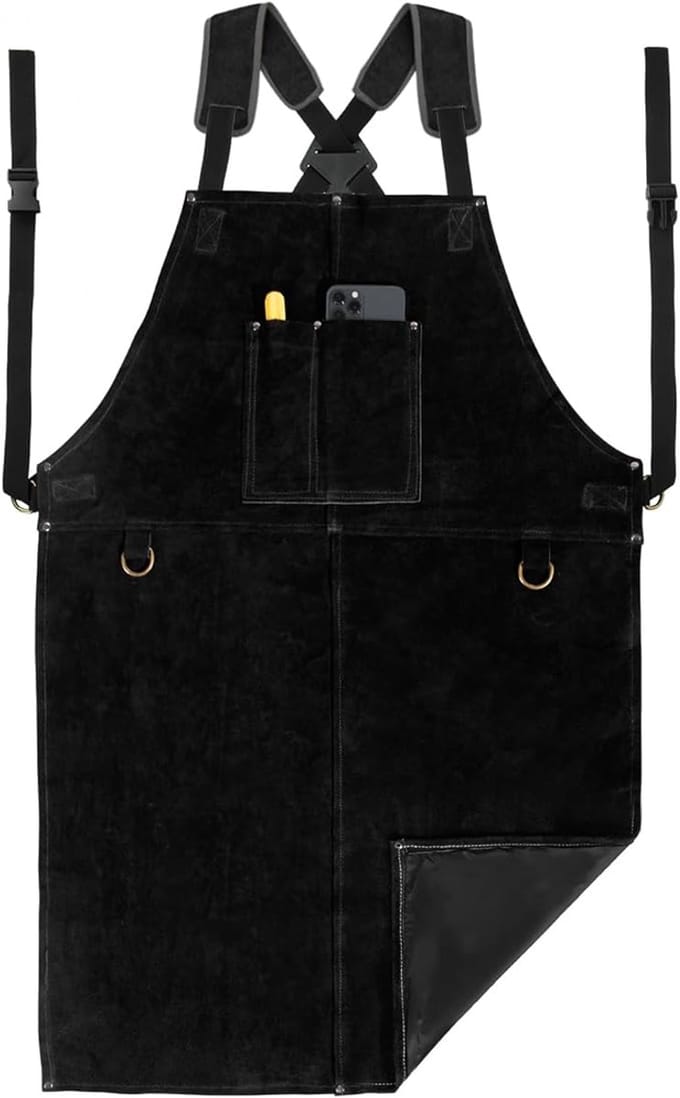 Lasschort, leren werkschort voor heren, multifunctionele keukenschort van 61 x 91 cm