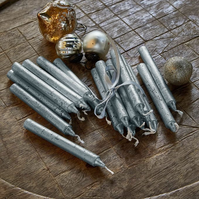 LOBERON Kaars set van 12 Bauceau zilverkleurig