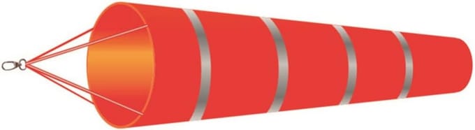 Windsok 80cm voor Windrichting Meten - Waterdichte Polyester Windzak met Reflecterende Strepen