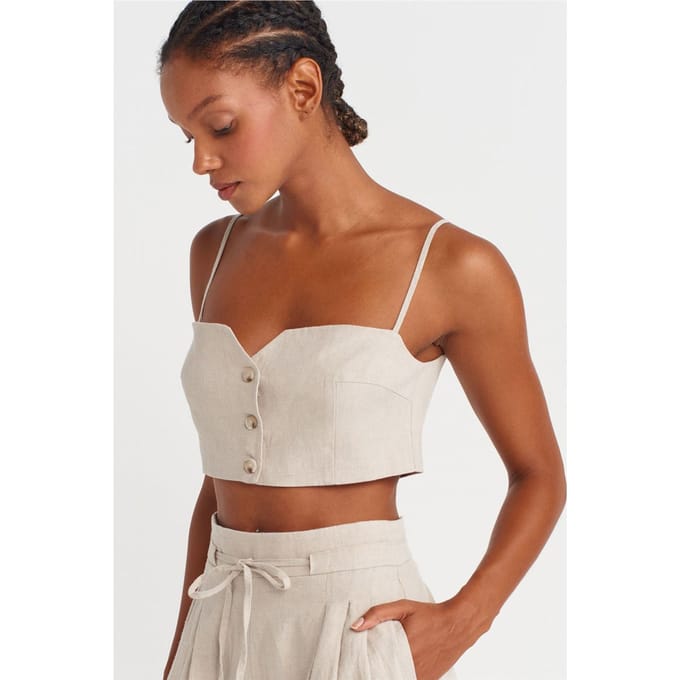 Strapless Crop Linnenmix Korsettop