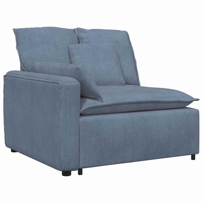 vidaXL - Modulaire - bank - Armleuning - eindmodule - met - kussens - 100 - cm - blauw