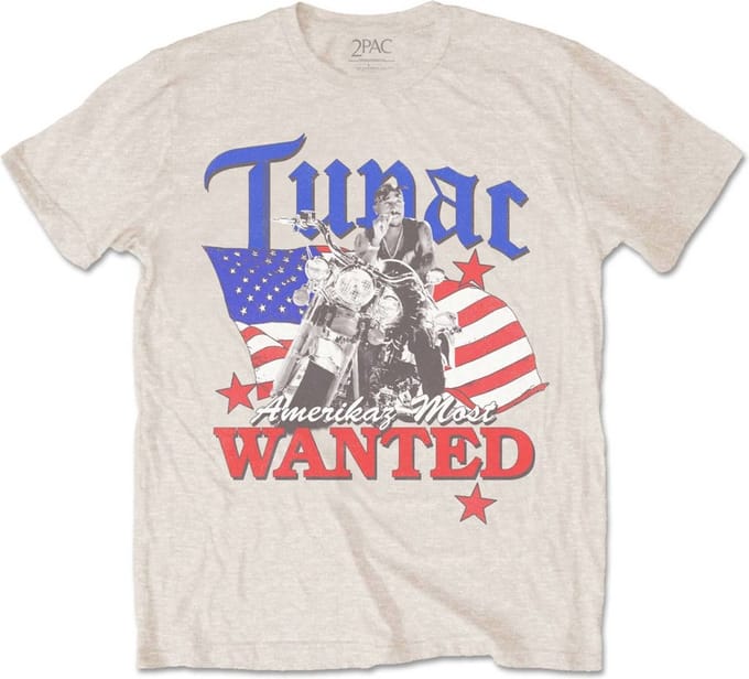 Tupac - Most Wanted Heren T-shirt - S - Creme