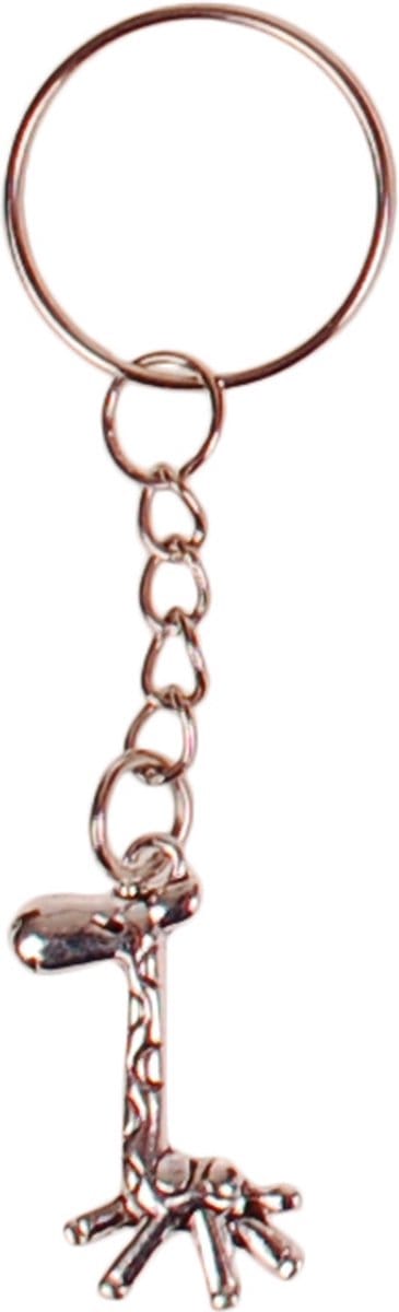 Sleutelhanger - Hangertje Giraf Zilverkleurig 2,5cm