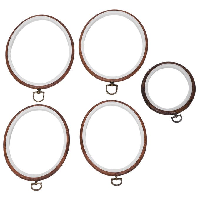5 stuks Borduurringen Cirkel Kruissteek Ring Ovaal Frame Retro DIY Accessoire Gereedschap white