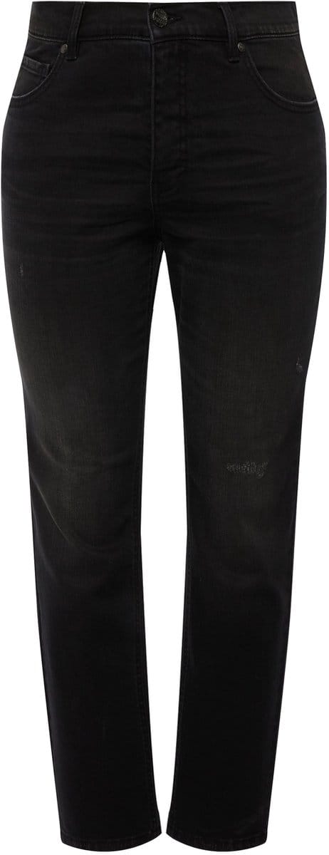 Ulla Popken - Dames - Jeans Sammy destroyed effecten smalle pijpen - Zwart - Maat 42