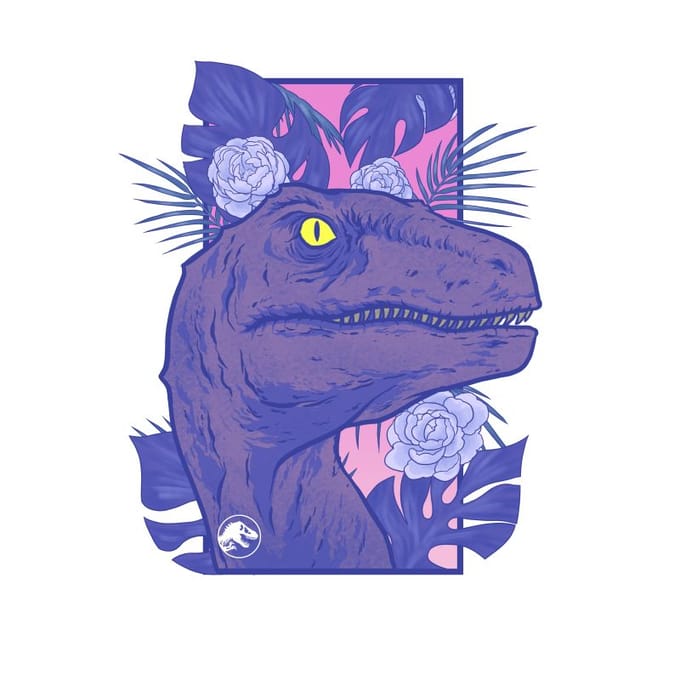 Jurassic Park Primal Floral Raptor t-shirt - Wit - M