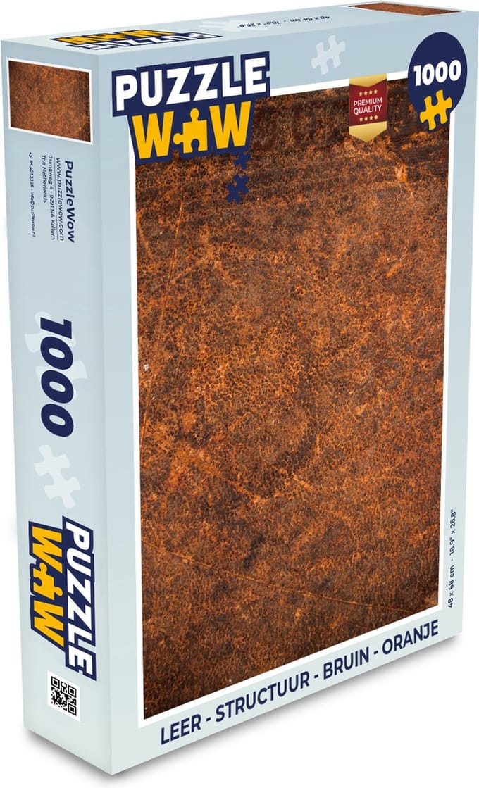 Puzzel Leer - Structuur - Bruin - Oranje - Legpuzzel - Puzzel 1000 stukjes volwassenen