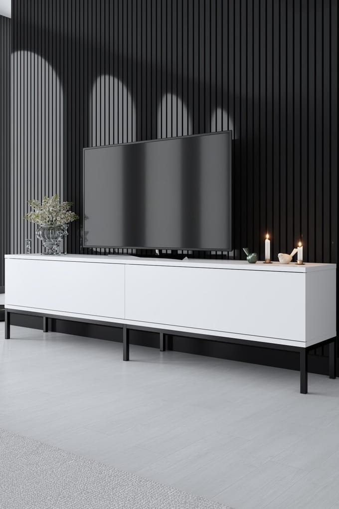 TV Meubel Lord Zwart Wit Melamine 180x47x30 cm