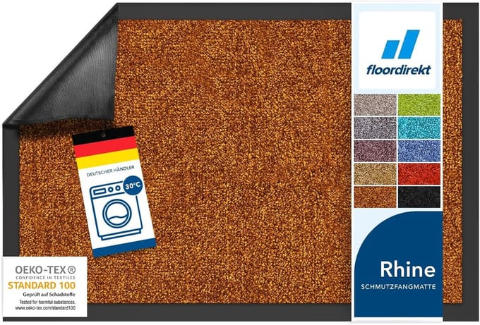 FLOORDIREKT Deurmat - Droogloopmat - Schoonloopmat - Rhine - Sudan Brown - 90 x 150 cm