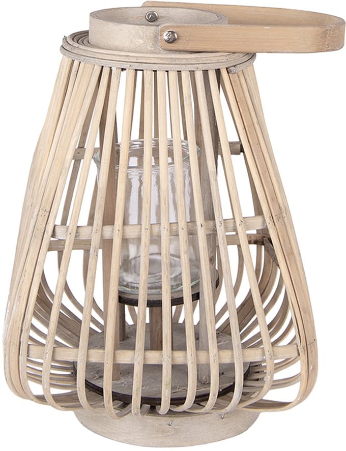 Clayre & Eef Windlicht 23x23x30 cm Beige Rotan