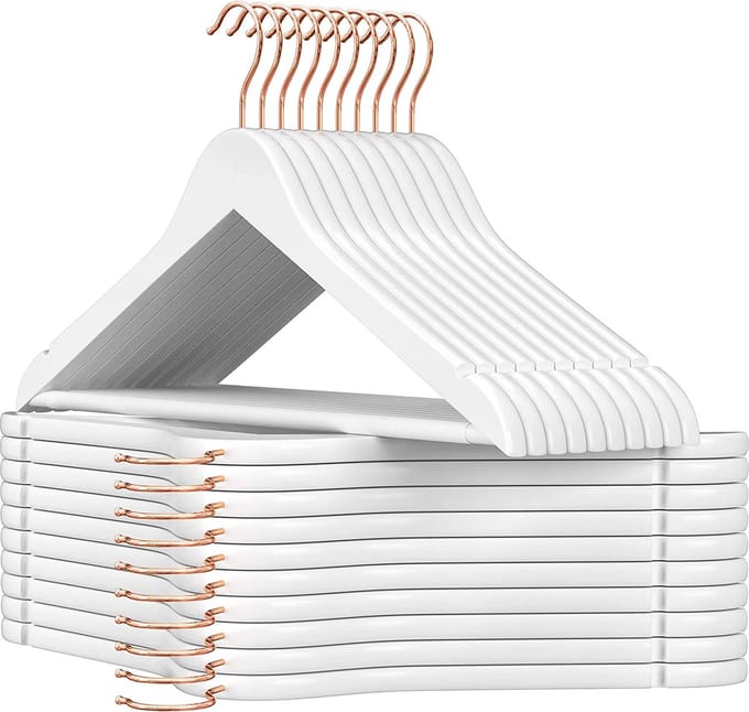 Houten Kleerhangers Set van 20 in Wit