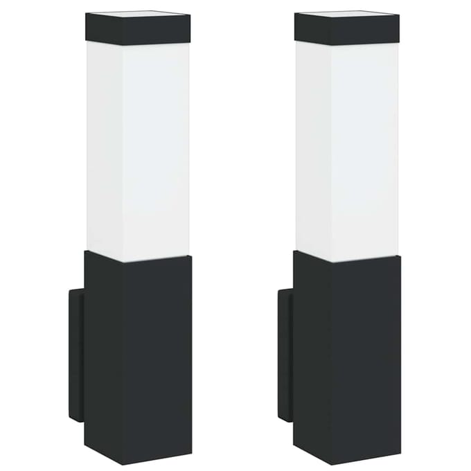 vidaXL Buiten Wandlamp 2 st Zwart 10.5 x 6 x 33 cm