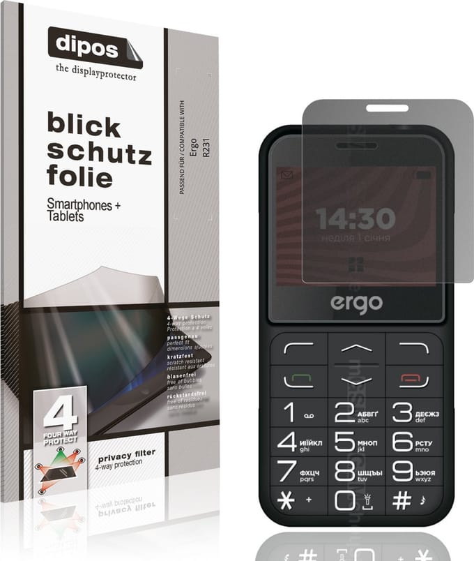 dipos – Matte Privacy Screenprotector geschikt voor Ergo R231 | Anti-Spy Beschermfolie