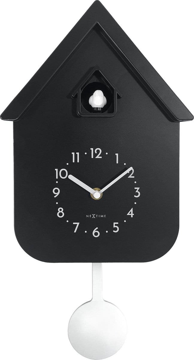 NeXtime Twitter – Koekoeksklok – 21.5 × 41.5 × 8.5 cm – Plastic – Zwart – Stil