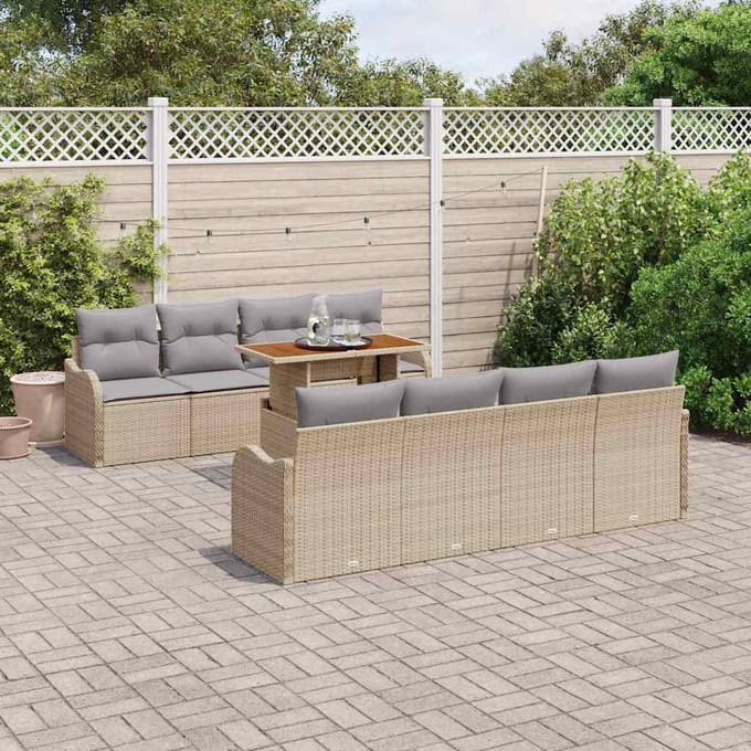 vidaXL - Tuinbank - Set - 7 - st - beige - en - lichtgrijs