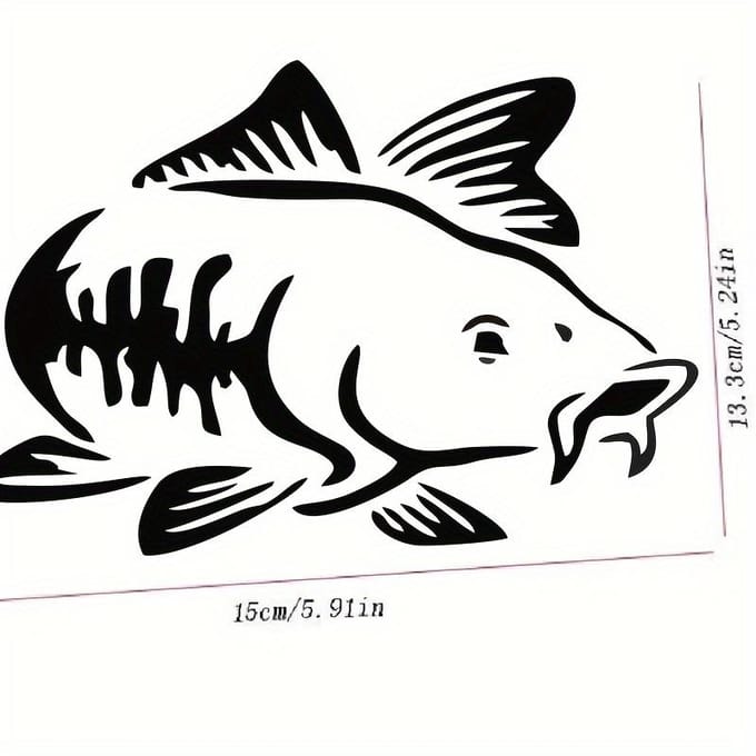 1 Stuk Leuke en Schattige Karper Karper Stickers, Autodecoratie Stickers black
