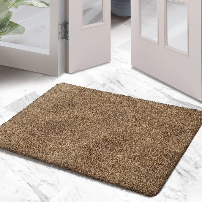 Badkamermat antislip waterabsorberend pluche 24"x36" bruin