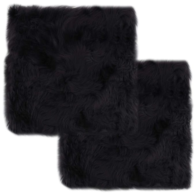 vidaXL - Stoelkussens - 2 - st - 40x40 - cm - echt - schapenvacht - donkergrijs