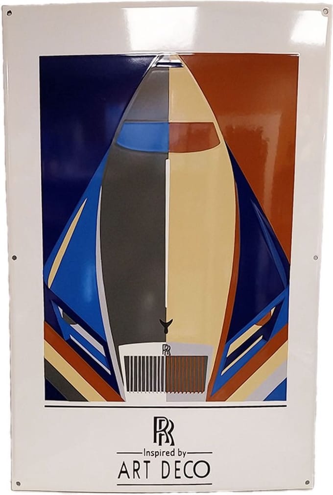 Rolls Royce Art Deco Emaille Bord - 70 x 46cm